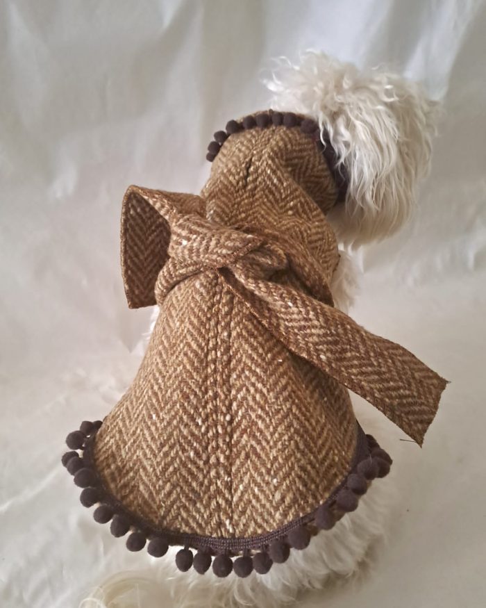 Doggy Coat- cappotto lana per cani spinato marrone
